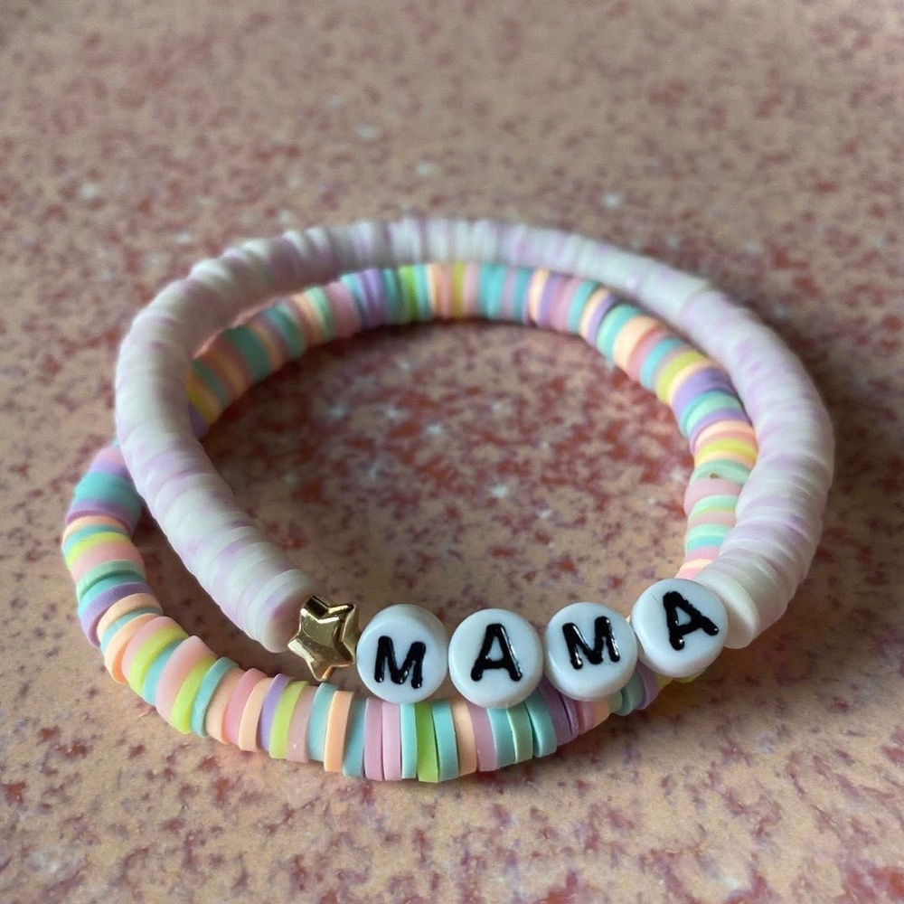 Pastel Beaded 'Mama' Bracelet Set